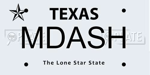 MDASH Texas License Plate