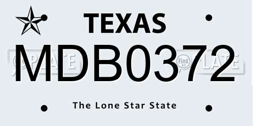 MDB0372 Texas License Plate