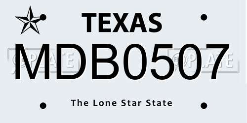 MDB0507 Texas License Plate