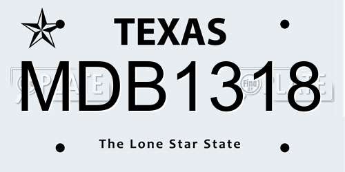MDB1318 Texas License Plate