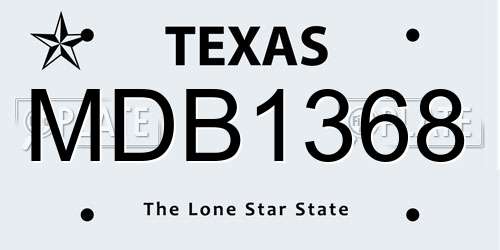 MDB1368 Texas License Plate