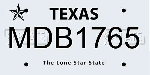 MDB1765 Texas License Plate