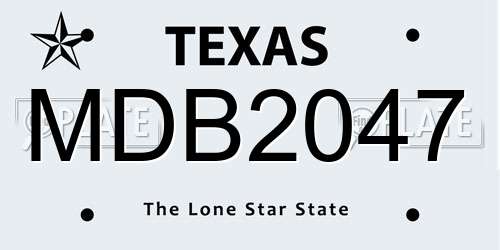 MDB2047 Texas License Plate