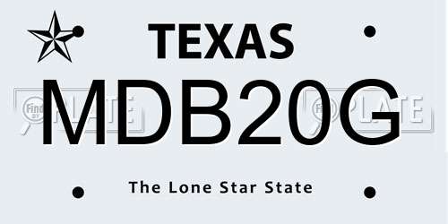 MDB20G Texas License Plate