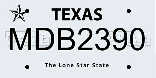 MDB2390 Texas License Plate