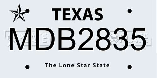 MDB2835 Texas License Plate