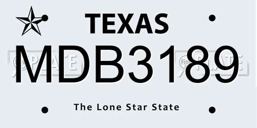 MDB3189 Texas License Plate
