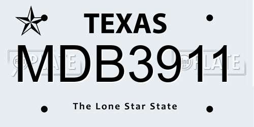 MDB3911 Texas License Plate