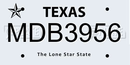 MDB3956 Texas License Plate