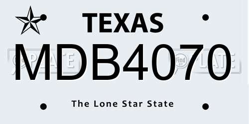 MDB4070 Texas License Plate