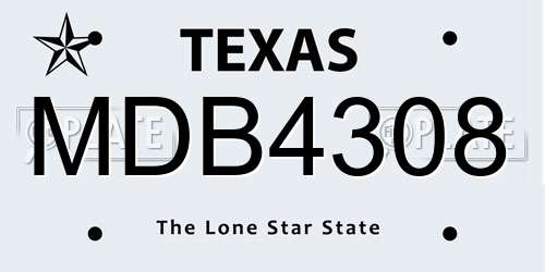 MDB4308 Texas License Plate