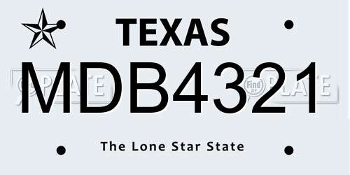 MDB4321 Texas License Plate