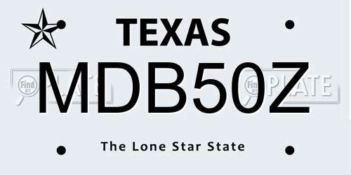 MDB50Z Texas License Plate