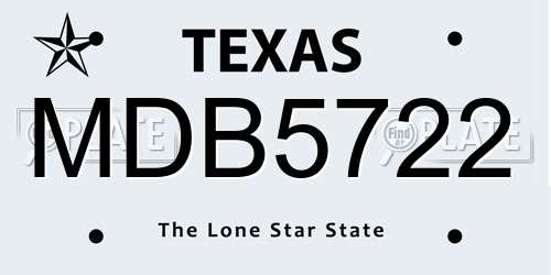 MDB5722 Texas License Plate