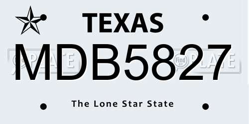MDB5827 Texas License Plate