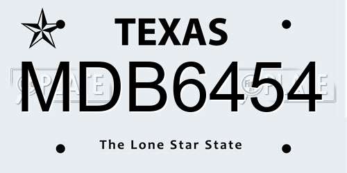 MDB6454 Texas License Plate
