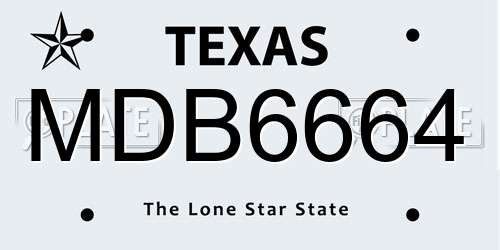 MDB6664 Texas License Plate