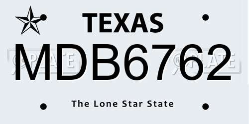 MDB6762 Texas License Plate