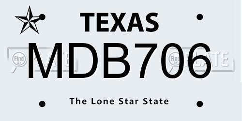 MDB706 Texas License Plate