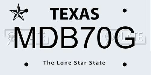 MDB70G Texas License Plate