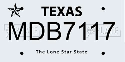 MDB7117 Texas License Plate