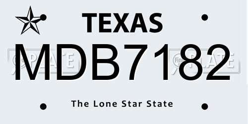 MDB7182 Texas License Plate