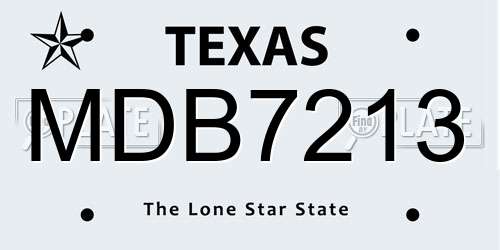 MDB7213 Texas License Plate