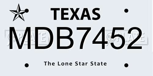 MDB7452 Texas License Plate