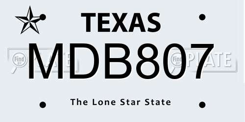 MDB807 Texas License Plate