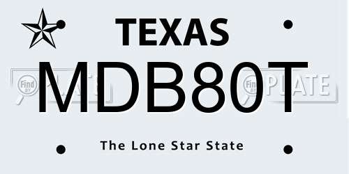 MDB80T Texas License Plate