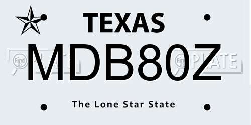 MDB80Z Texas License Plate