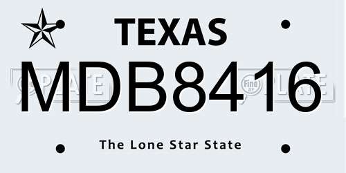 MDB8416 Texas License Plate