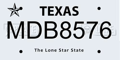 MDB8576 Texas License Plate