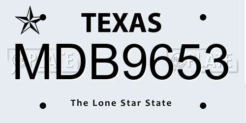 MDB9653 Texas License Plate
