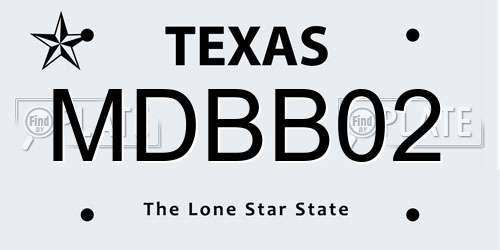 MDBB02 Texas License Plate