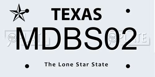 MDBS02 Texas License Plate