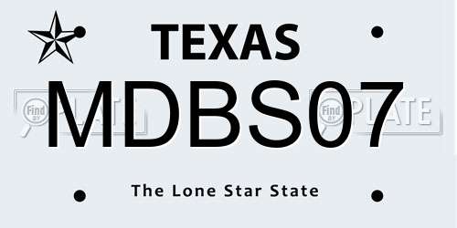 MDBS07 Texas License Plate