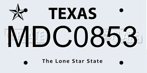 MDC0853 Texas License Plate