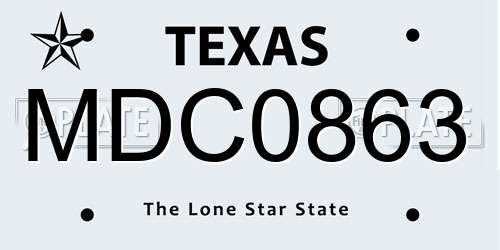 MDC0863 Texas License Plate