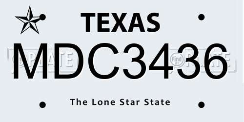 MDC3436 Texas License Plate