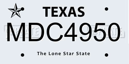 MDC4950 Texas License Plate