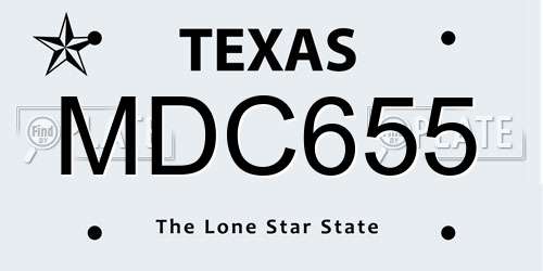 MDC655 Texas License Plate