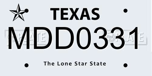 MDD0331 Texas License Plate