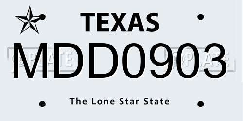 MDD0903 Texas License Plate