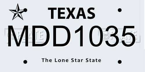 MDD1035 Texas License Plate