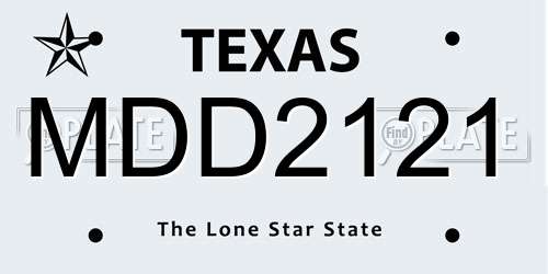 MDD2121 Texas License Plate