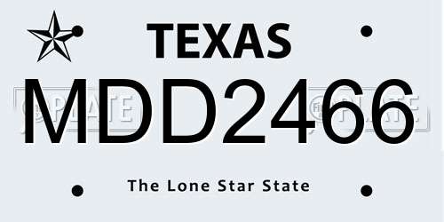 MDD2466 Texas License Plate