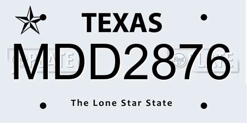 MDD2876 Texas License Plate