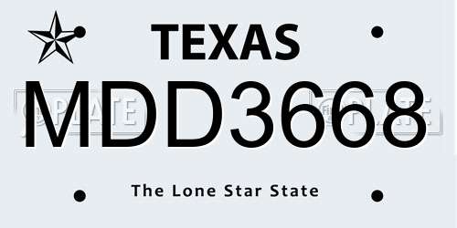 MDD3668 Texas License Plate