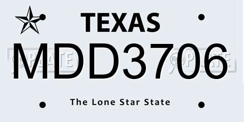 MDD3706 Texas License Plate